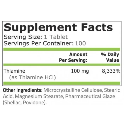 PURE NUTRITION - VITAMIN B-1, 100 tablets - 1
